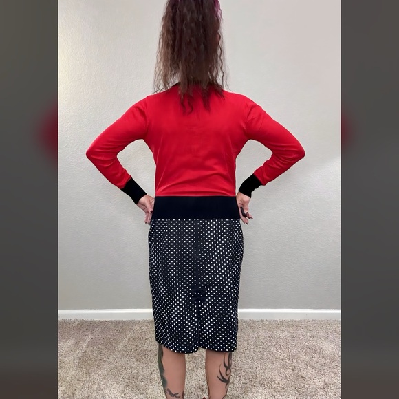 Black White Polka Dot Sourpuss Pencil Skirt XL - Picture 6 of 10